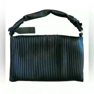 Jason Wu Corrie Crossbody Shoulder Bag Pockets Pleated Vegan Leather Black